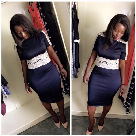 AX PARIS Vintage Vibe Lace Accent Waist & Bodice Blue NWT NEW Sz 4 - Picture 8 of 16